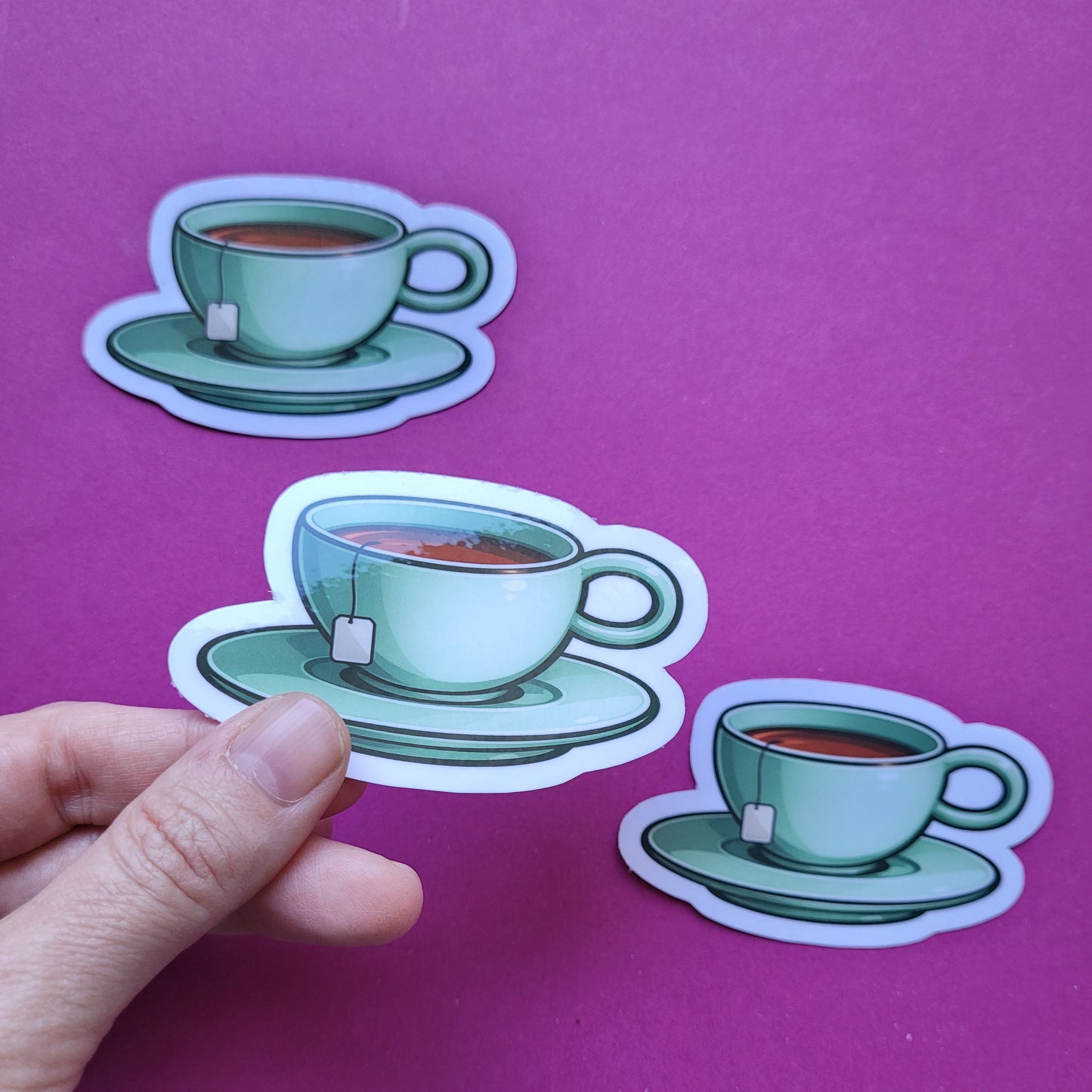 Sticker Teetasse grün groß glänzend