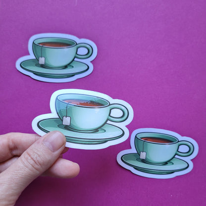 Sticker Teetasse grün groß glänzend