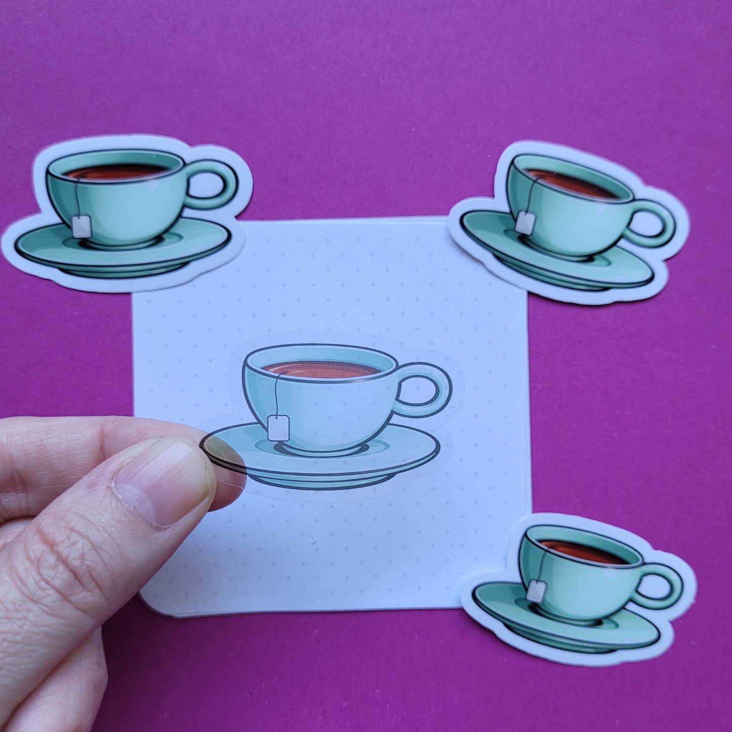 Sticker Teetasse grün klein transparent