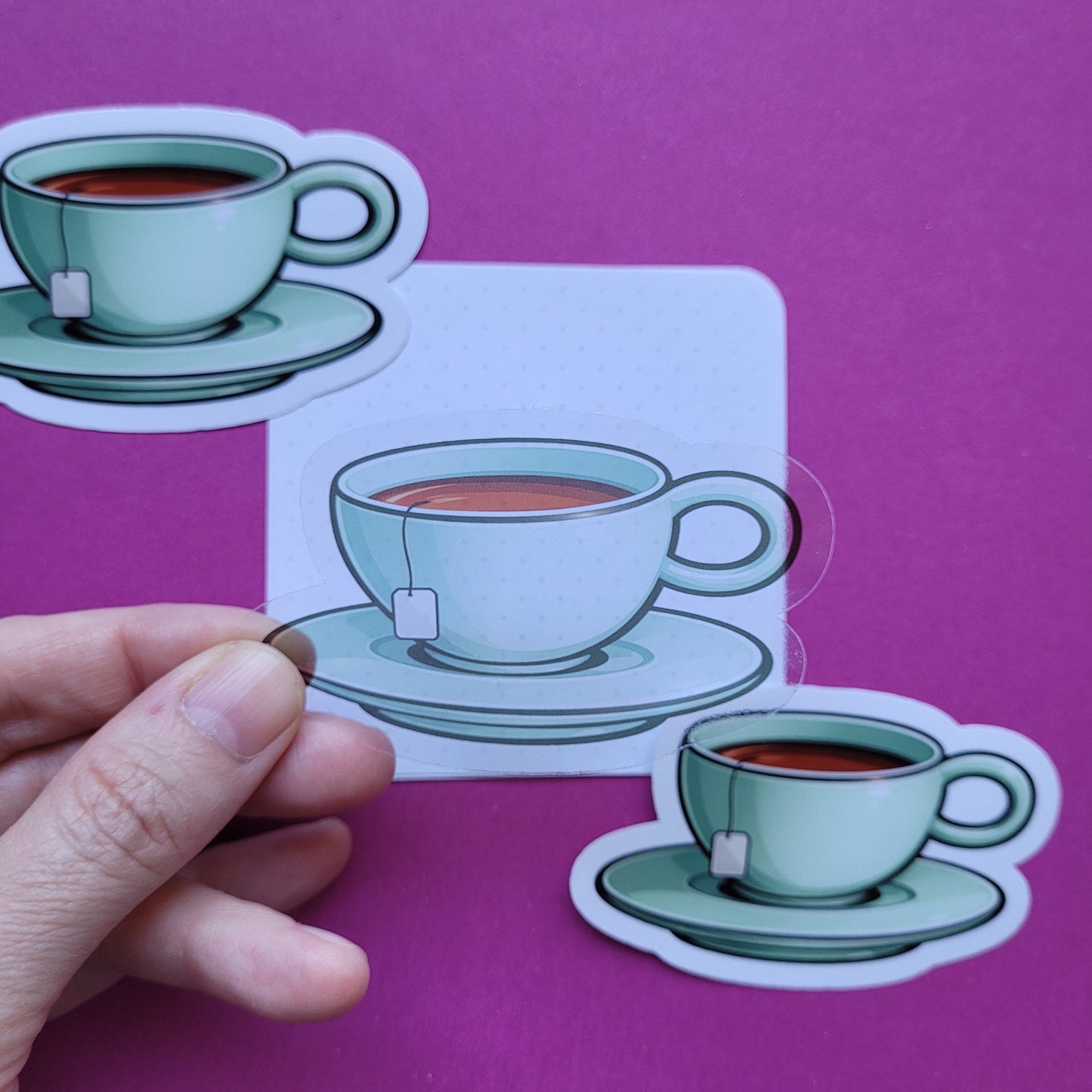 Sticker Teetasse grün groß transparent