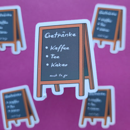 Sticker Caféschild Getränke klein matt