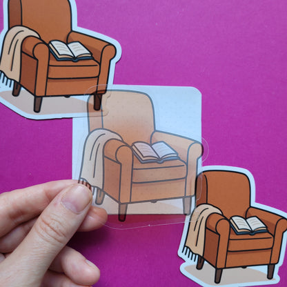 Sticker Lesesessel groß transparent