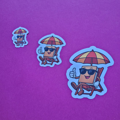 Sticker Buch im Liegestuhl