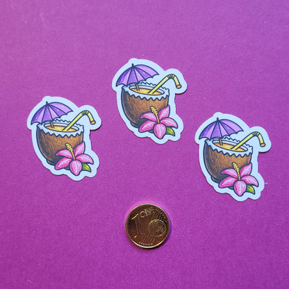 Sticker „Kokosdrink“ - Tropisches Sommerfeeling zum Aufkleben 🥥☀️📚✨