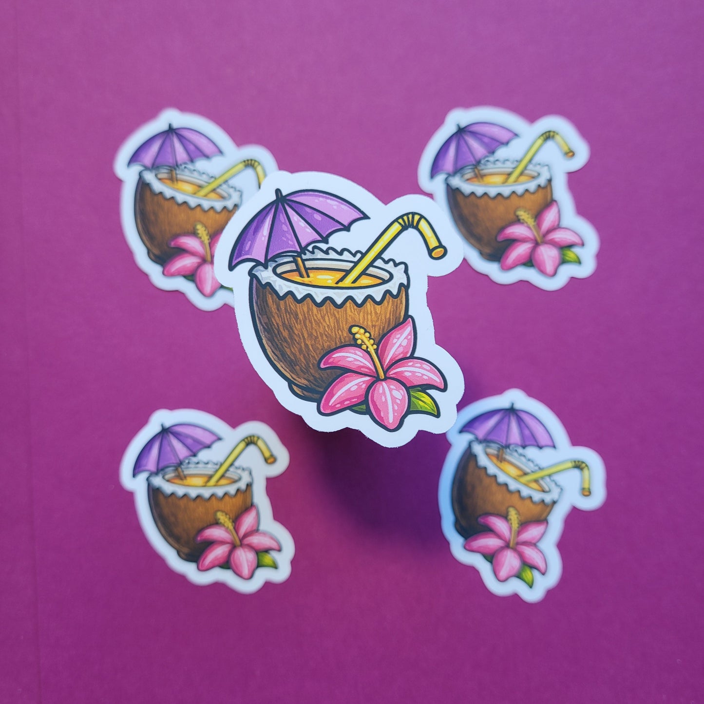 Sticker „Kokosdrink“ - Tropisches Sommerfeeling zum Aufkleben 🥥☀️📚✨