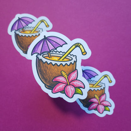 Sticker „Kokosdrink“ - Tropisches Sommerfeeling zum Aufkleben 🥥☀️📚✨
