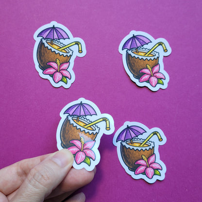 Sticker „Kokosdrink“ - Tropisches Sommerfeeling zum Aufkleben 🥥☀️📚✨