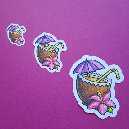 Sticker „Kokosdrink“ - Tropisches Sommerfeeling zum Aufkleben 🥥☀️📚✨
