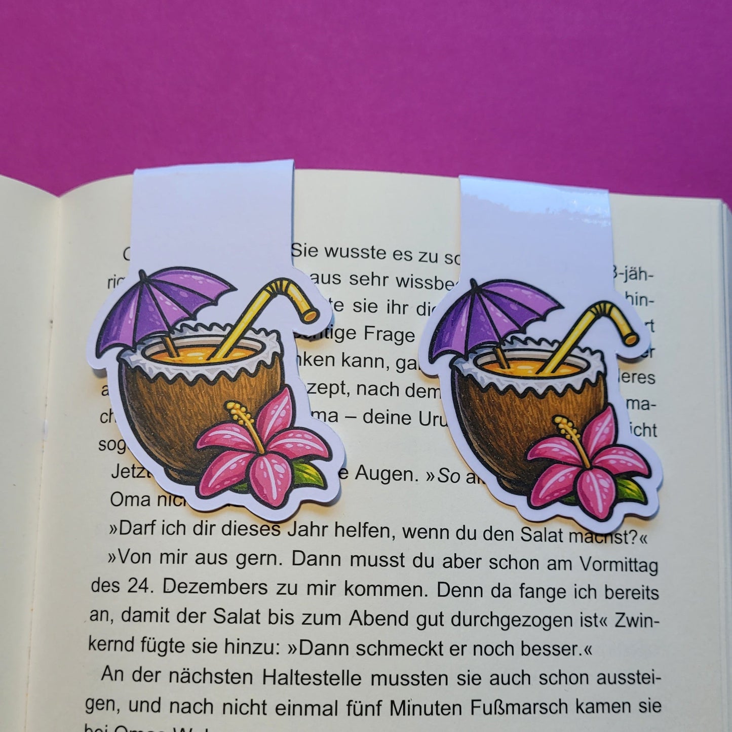 Magnet-Lesezeichen „Kokosdrink“ - Erfrischende Lesepausen mit Summer Feeling 🥥📚☀️✨