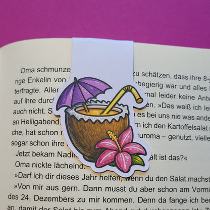 Magnet-Lesezeichen „Kokosdrink“ - Erfrischende Lesepausen mit Summer Feeling 🥥📚☀️✨