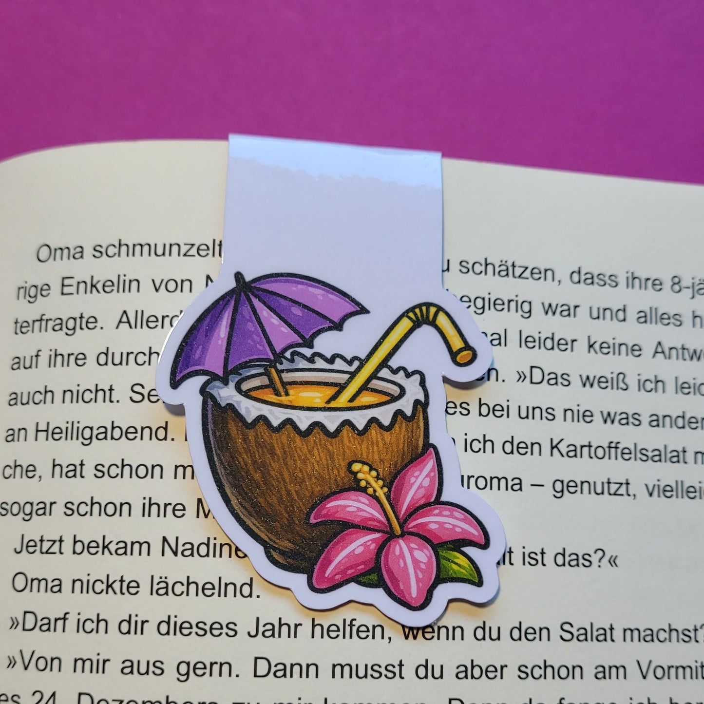 Magnet-Lesezeichen „Kokosdrink“ - Erfrischende Lesepausen mit Summer Feeling 🥥📚☀️✨