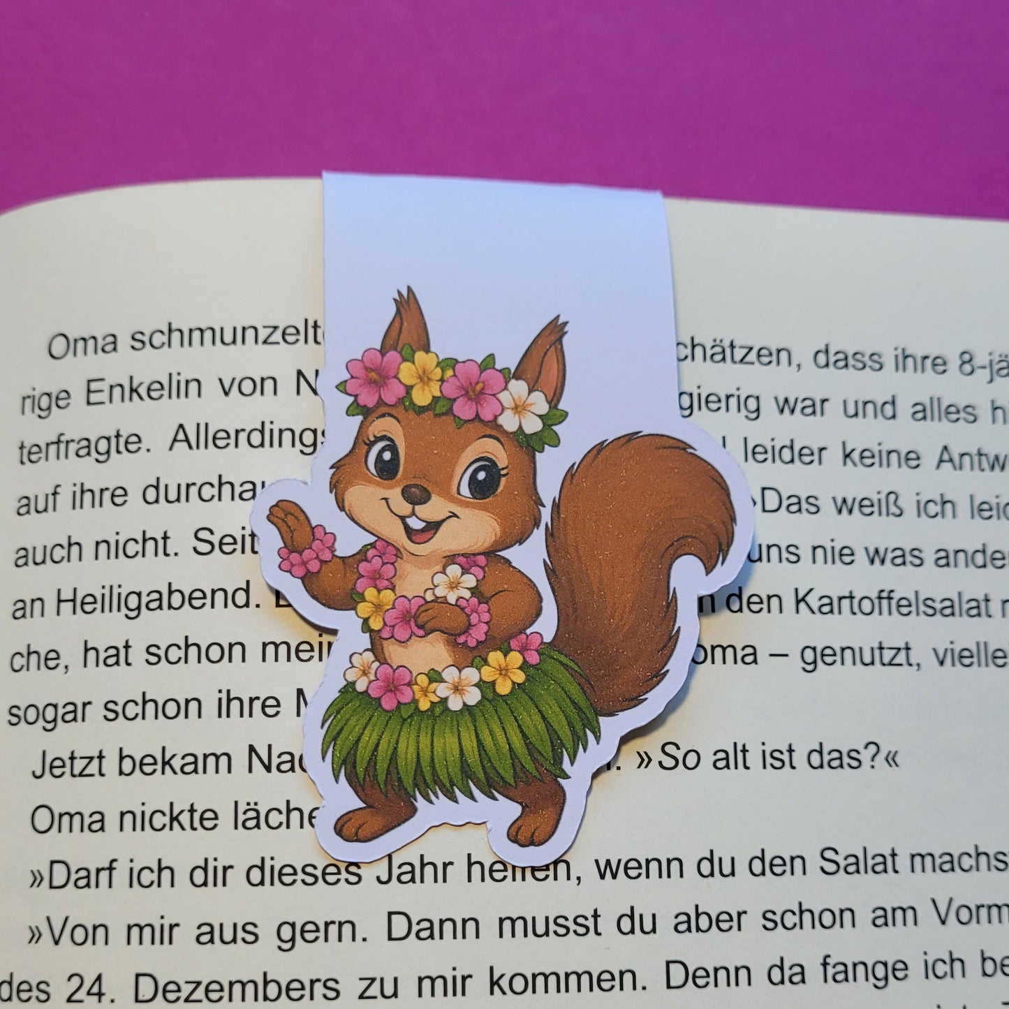 Magnet-Lesezeichen „Sommerhörnchen“ - Sonnige Lesestunden mit einem fröhlichen Begleiter 🐿️🌺📚☀️✨