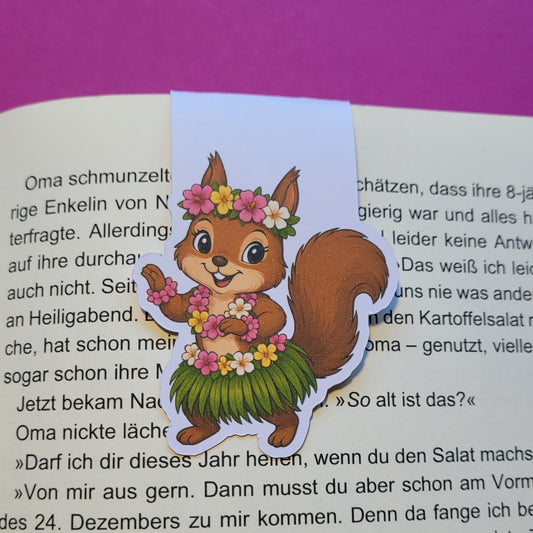Magnet-Lesezeichen „Sommerhörnchen“ - Sonnige Lesestunden mit einem fröhlichen Begleiter 🐿️🌺📚☀️✨