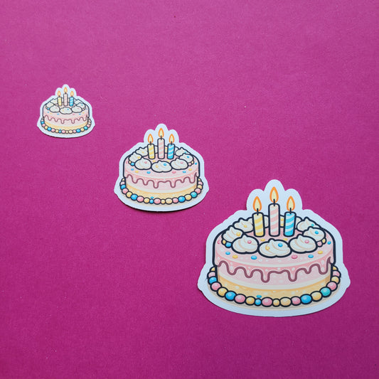Sticker „Geburtstagstorte“ - Drei Jahre Bücherliebe zum Aufkleben 🎂📚🎉✨