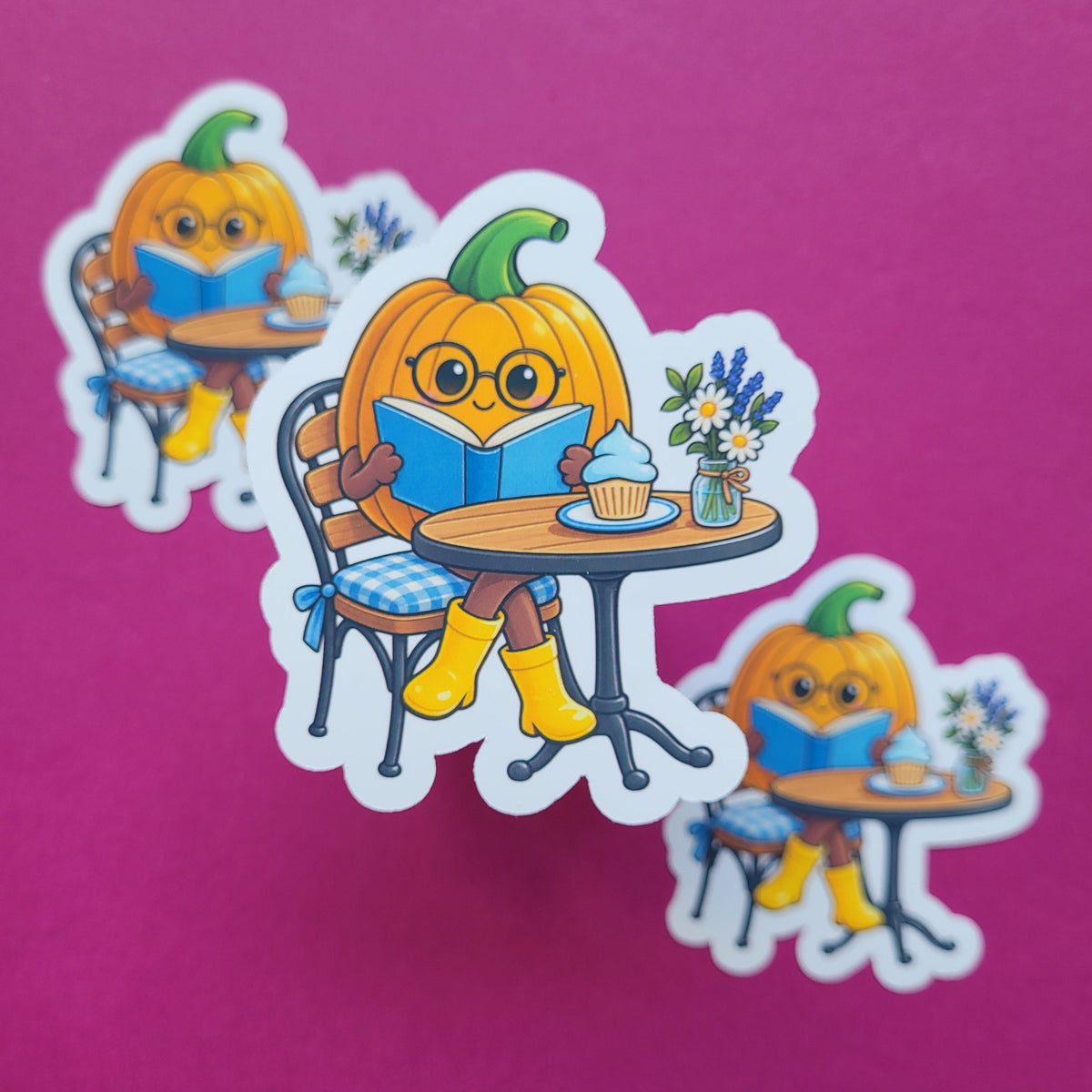 Sticker Kürby im Lesecafé groß matt