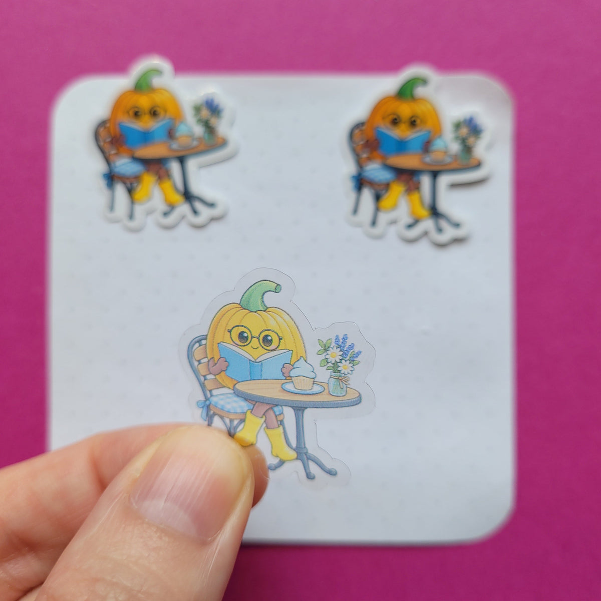 Sticker Kürby im Lesecafé Mini 3er-Set transparent