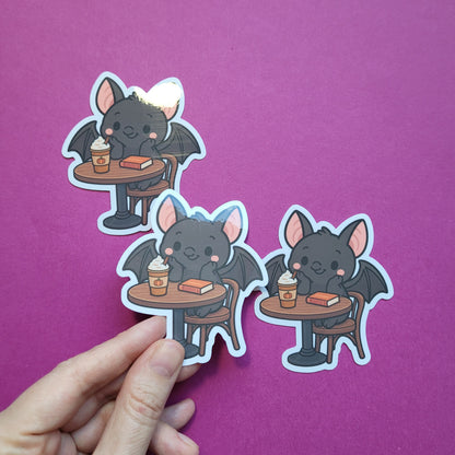 Sticker Batty im Lesecafé groß glänzend