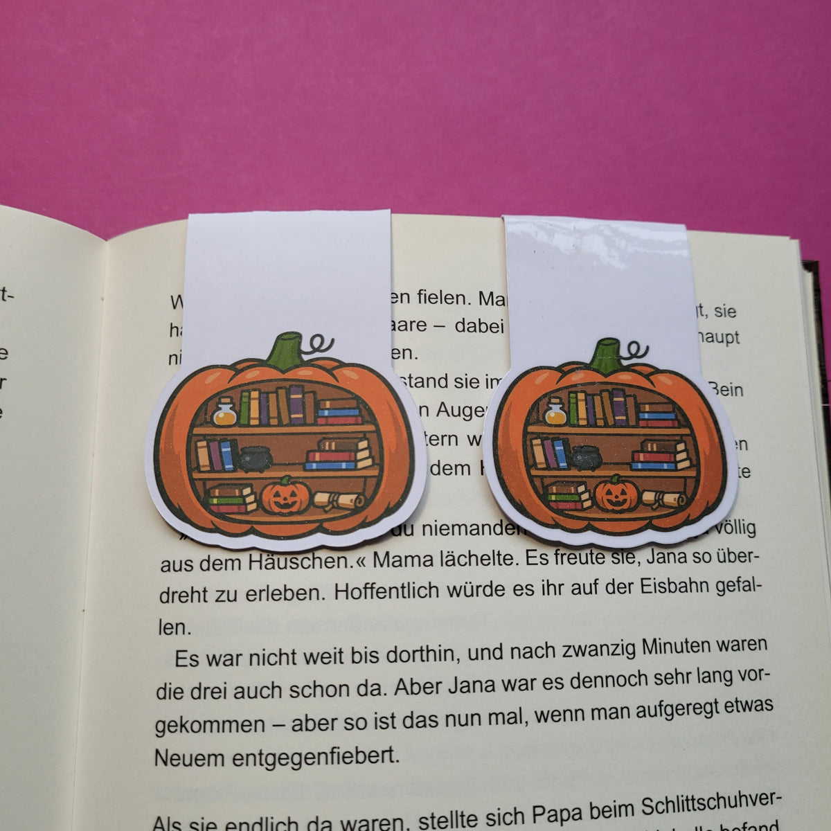 Magnet-Lesezeichen Kürbis-Bücherregal