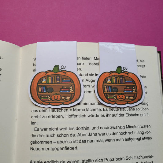 Magnet-Lesezeichen Kürbis-Bücherregal