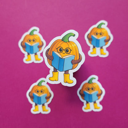 Sticker Kürby der lesende Kürbis klein matt