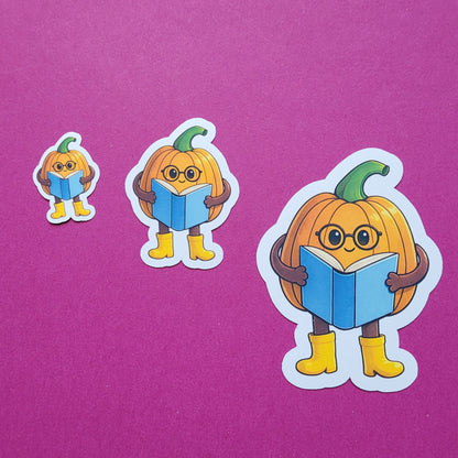 Sticker Kürby der lesende Kürbis