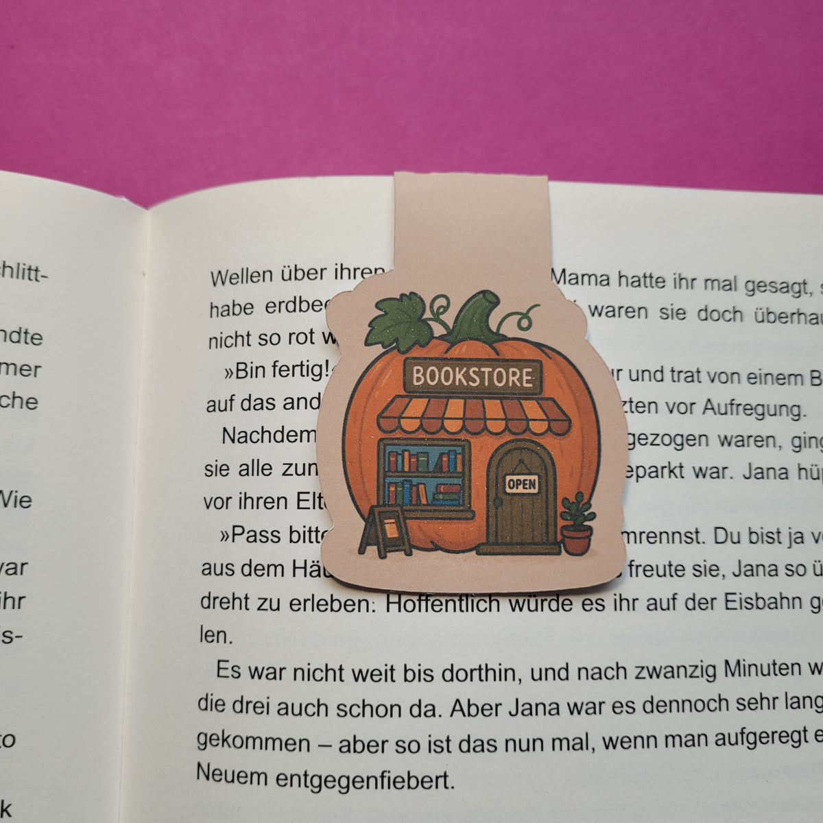 Magnet-Lesezeichen Buchhandlung Kürbis matt