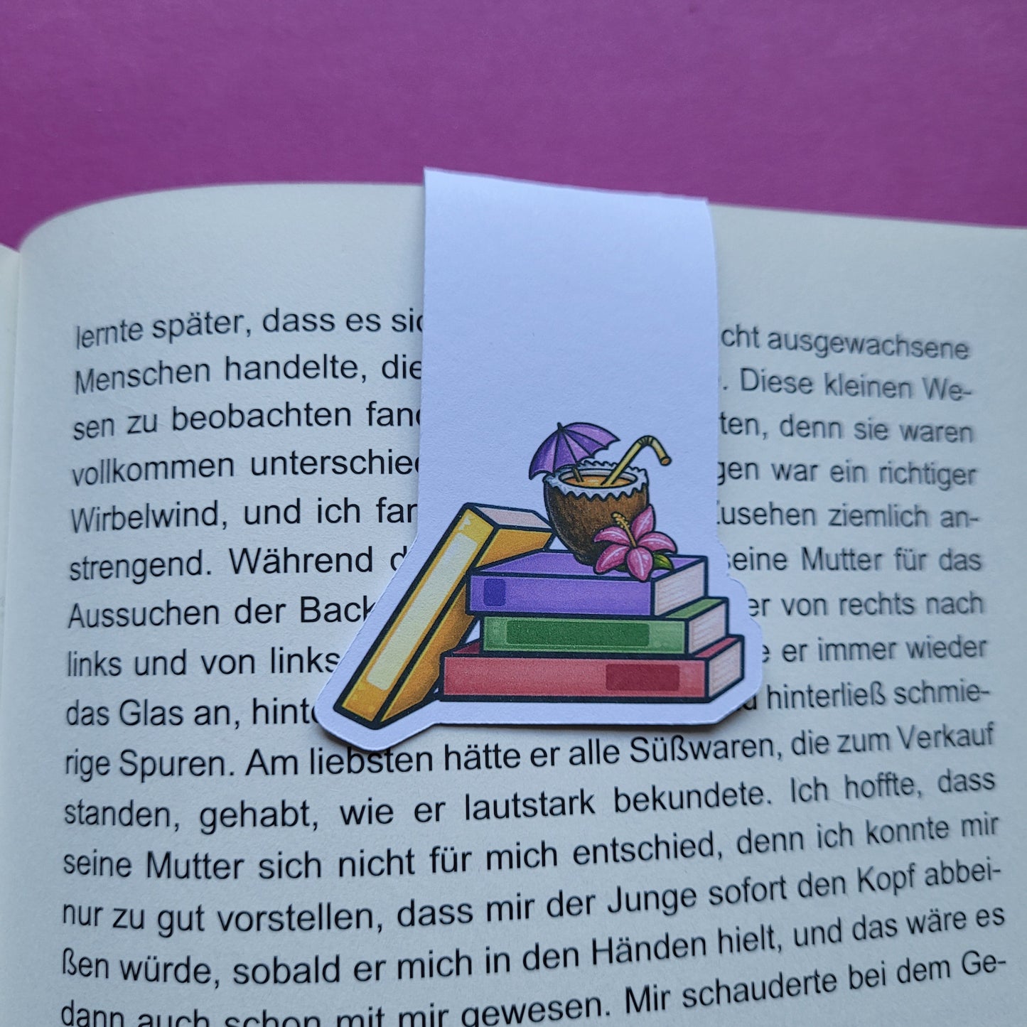 Magnet-Lesezeichen „Sommerbücher“ - Stapelweise Lesefreude und Urlaubsstimmung 📚🥥☀️✨