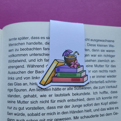 Magnet-Lesezeichen „Sommerbücher“ - Stapelweise Lesefreude und Urlaubsstimmung 📚🥥☀️✨