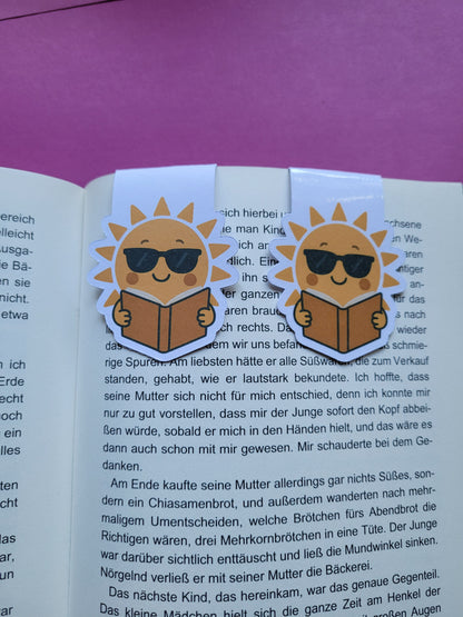 Magnet-Lesezeichen „Sunny, die lesende Sonne“ - Sonnige Lesestunden voller Sommerfeeling ☀️📚🌻✨