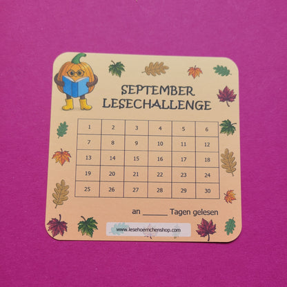 Lesetracker September Lesechallenge mit abgerundeten Ecken