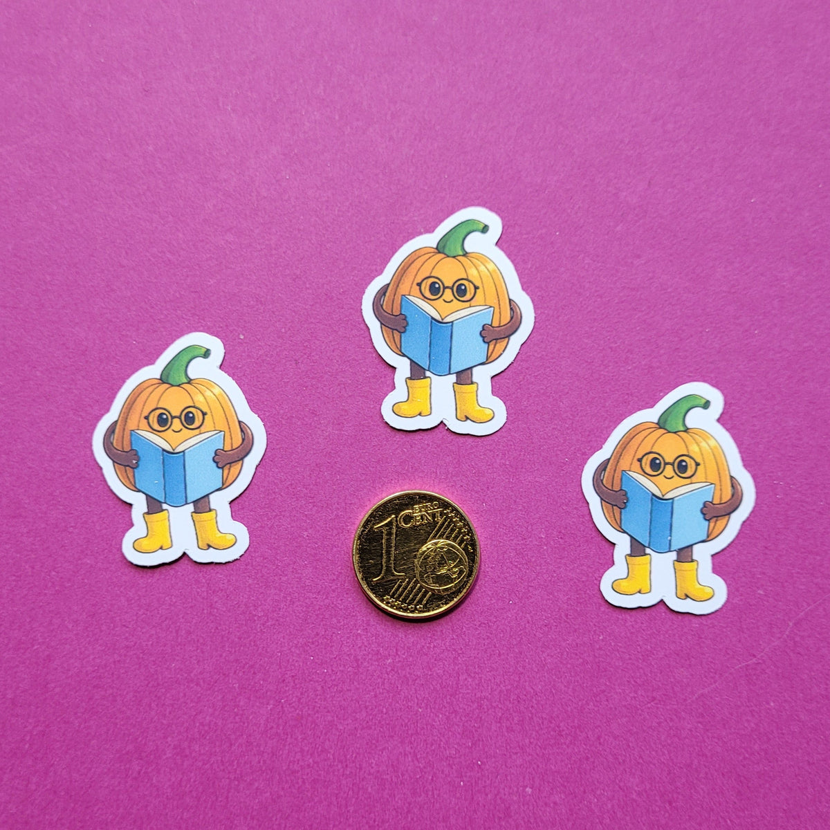 Sticker Kürby der lesende Kürbis Mini 3er-Set matt