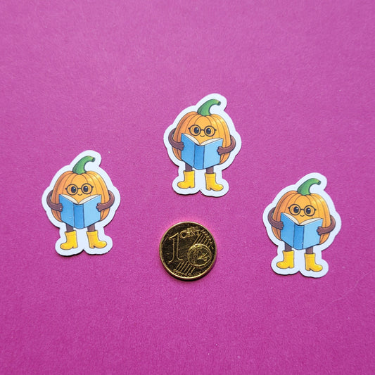 Sticker Kürby der lesende Kürbis Mini 3er-Set matt