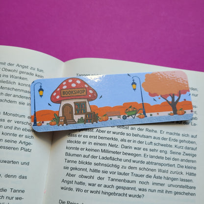 Standard-Lesezeichen Buchhandlung Fliegenpilz laminiert ohne Rand mit abgerundeten Ecken