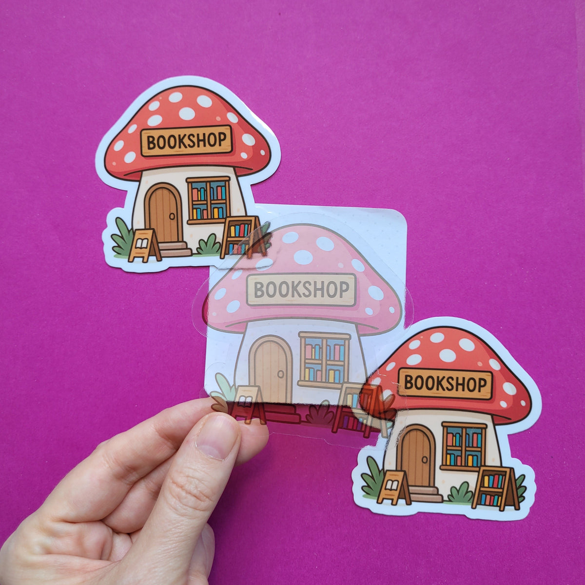 Sticker Buchhandlung Fliegenpiiz groß transparent