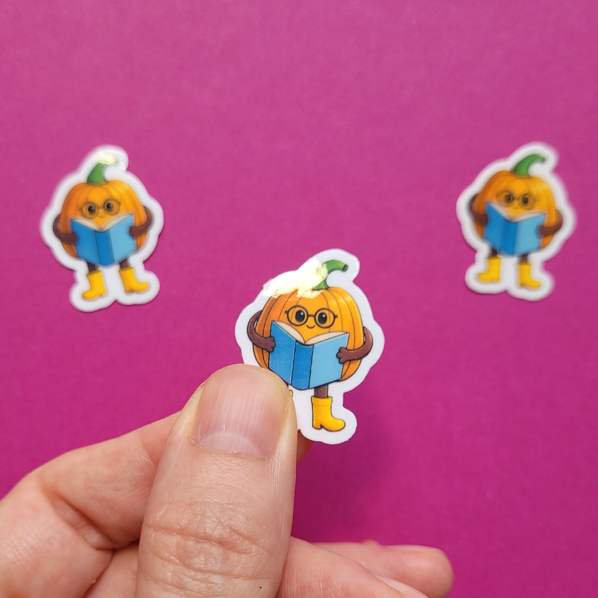 Sticker Kürby der lesende Kürbis Mini 3er-Set glänzend