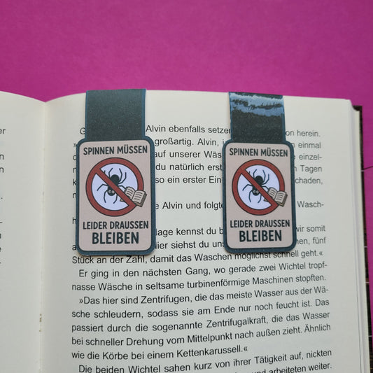 Magnet-Lesezeichen „Spinnen müssen leider draußen bleiben“