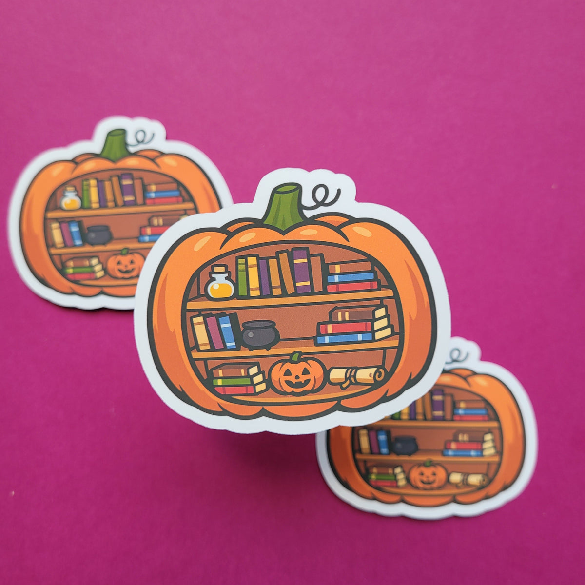 Sticker Kürbis-Bücherregal groß matt