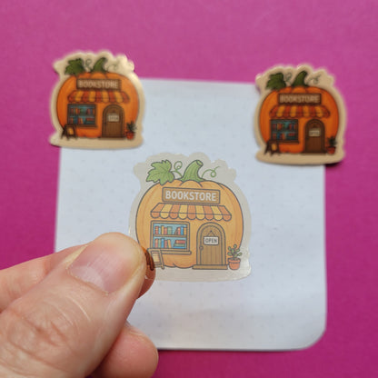 Sticker Buchhandlung Kürbis Mini transparent