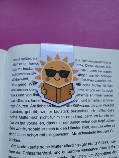 Magnet-Lesezeichen „Sunny, die lesende Sonne“ - Sonnige Lesestunden voller Sommerfeeling ☀️📚🌻✨