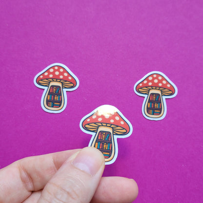 Sticker Fliegenpilz-Bücherregal Mini 3er-Set glänzend