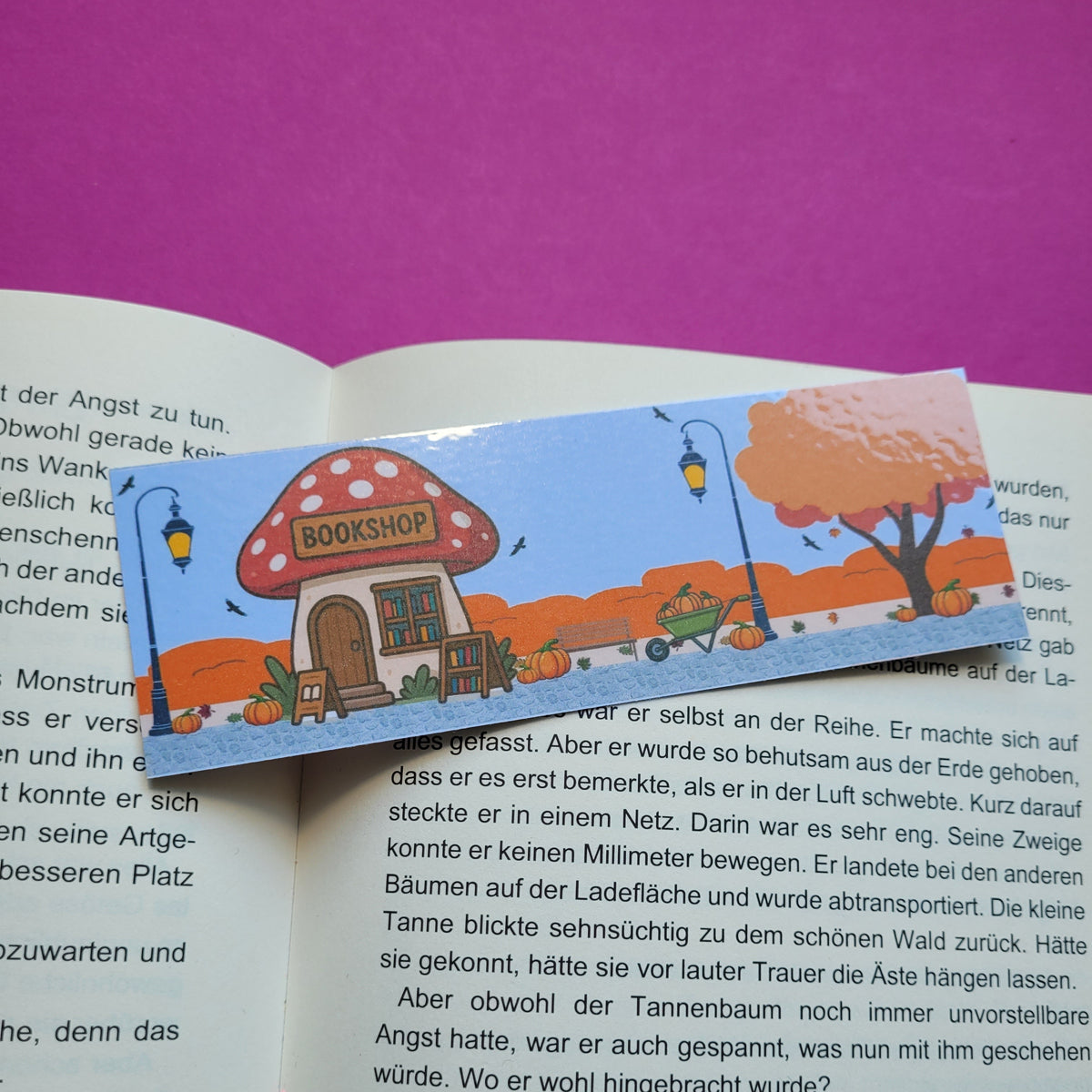 Standard-Lesezeichen Buchhandlung Fliegenpilz laminiert ohne Rand