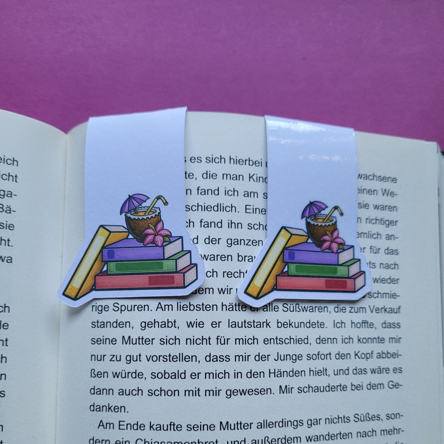 Magnet-Lesezeichen „Sommerbücher“ - Stapelweise Lesefreude und Urlaubsstimmung 📚🥥☀️✨