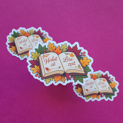 Sticker Herbst ist Lesezeit groß matt