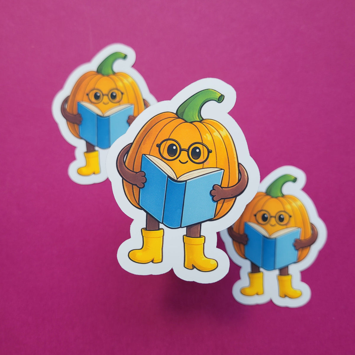 Sticker Kürby der lesende Kürbis groß matt