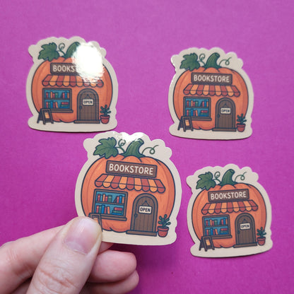 Sticker Buchhandlung Kürbis klein glänzend