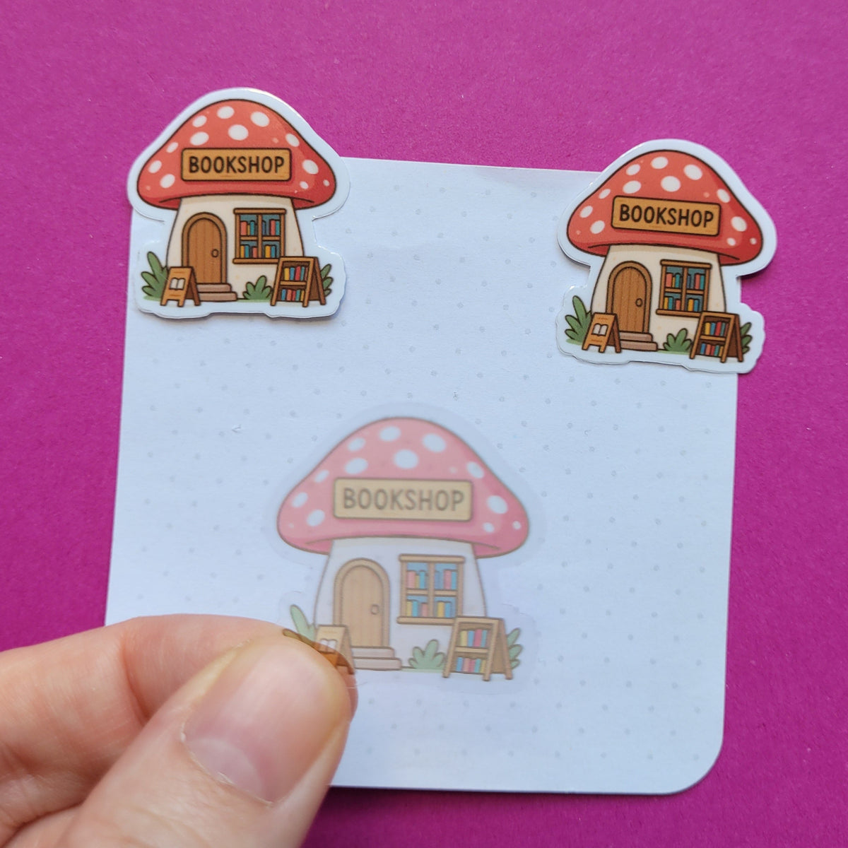 Sticker Buchhandlung Fliegenpiiz Mini 3er-Set transparent