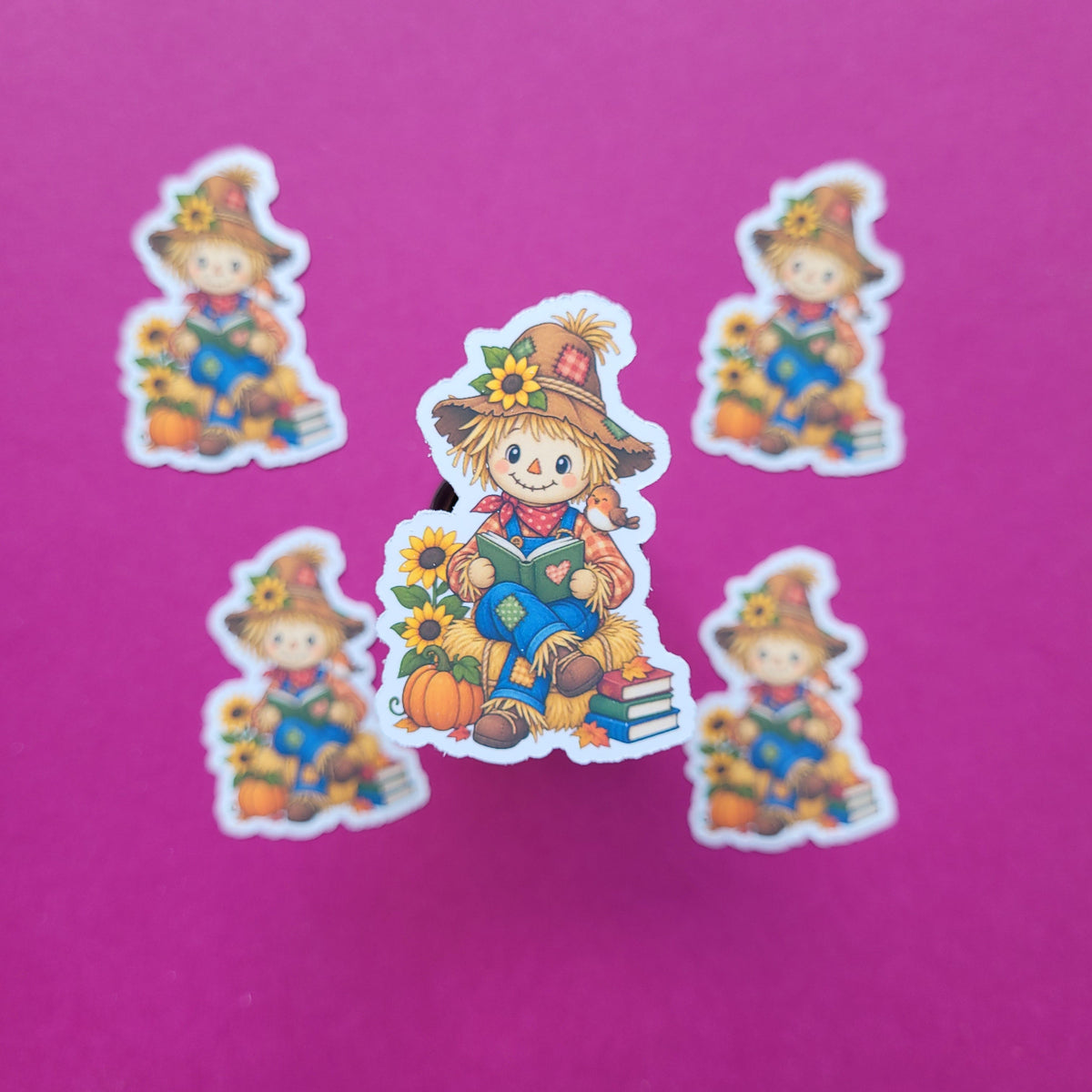 Sticker die lesende Vogelscheuche klein matt