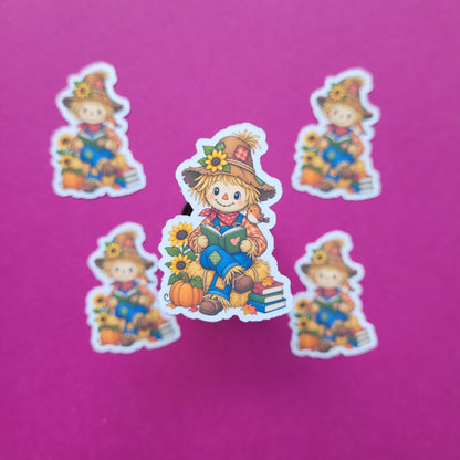 Sticker die lesende Vogelscheuche klein matt