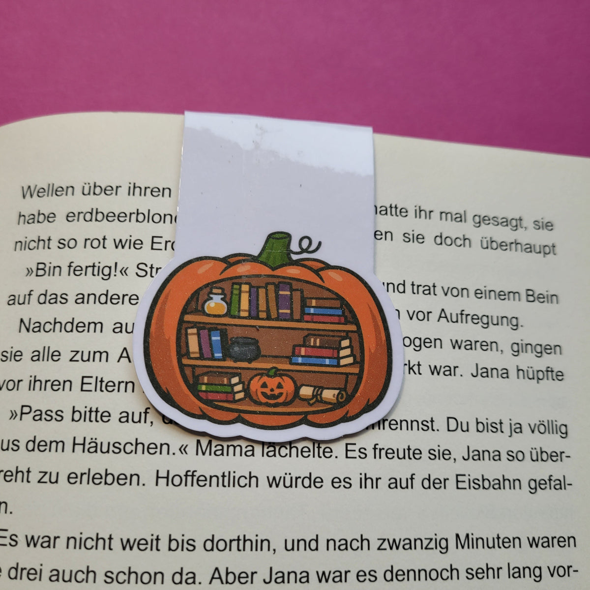 Magnet-Lesezeichen Kürbis-Bücherregal glänzend