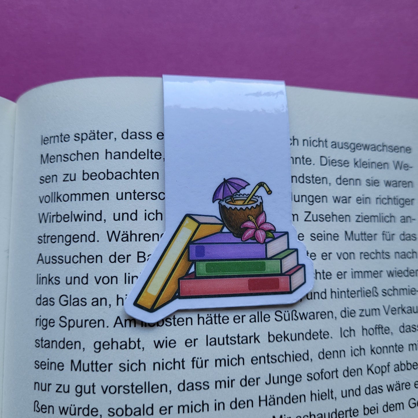 Magnet-Lesezeichen „Sommerbücher“ - Stapelweise Lesefreude und Urlaubsstimmung 📚🥥☀️✨